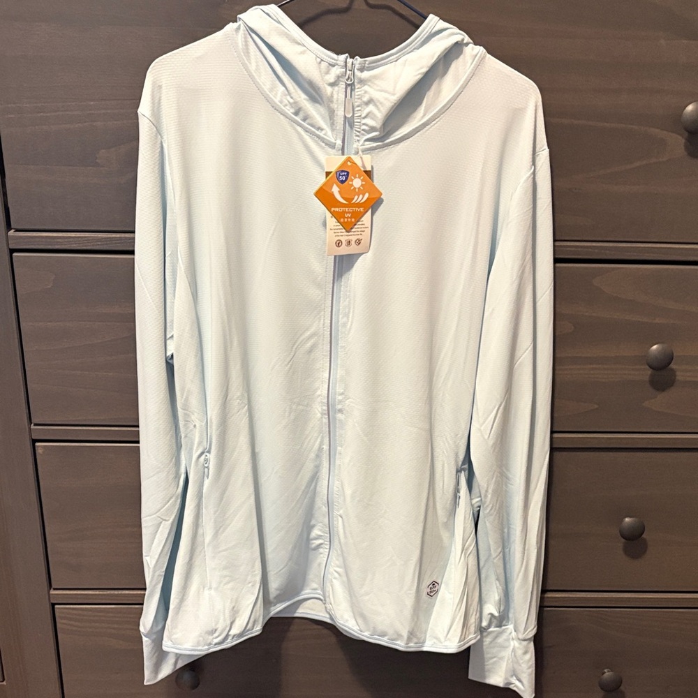 Light Blue Hooded Zip-Up Jacket